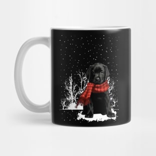 Christmas Labrador With Scarf In Winter Forest Mug